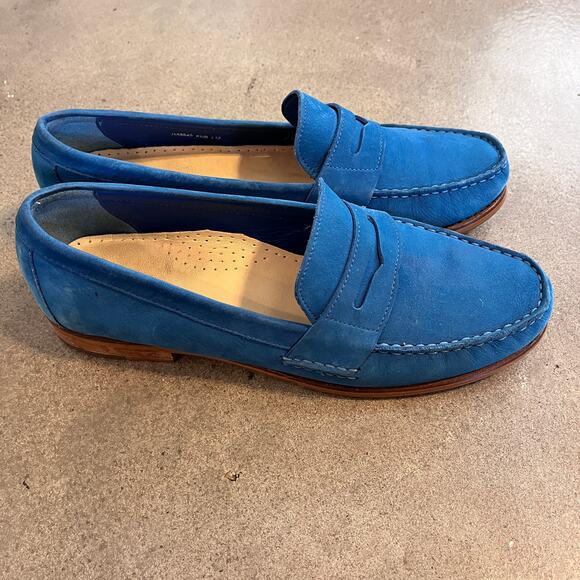 Cole Haan blue leather penny loafer women shoes 8.5 work flats casual narrow fit - Picture 1 of 9